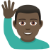 🙋🏿‍♂️ man raising hand: dark skin tone display on JoyPixels